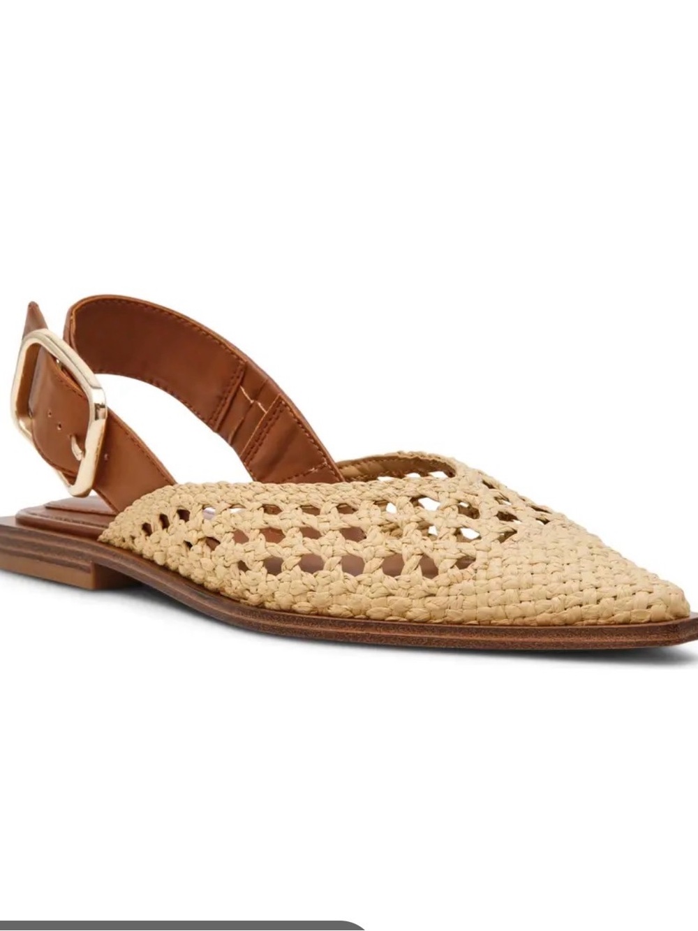 Steve Madden Woven Beige Pointed Slingback Flats